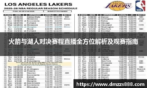 火箭与湖人对决赛程直播全方位解析及观赛指南